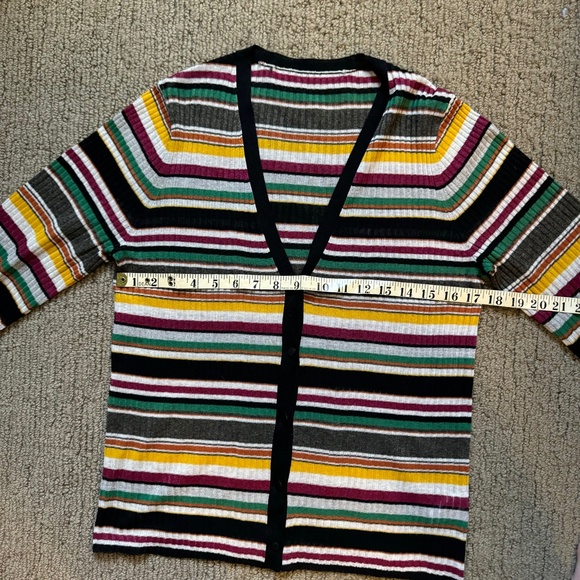 Veronica Beard Keke Gold Ribbed Knit Cardigan. - Picture 7 of 8